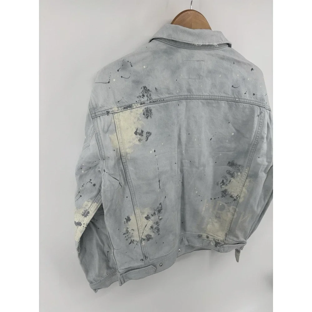 NWT Hudson Denim Trucker Jacket Sz S Streetwear Paint Splatter MSRP $395